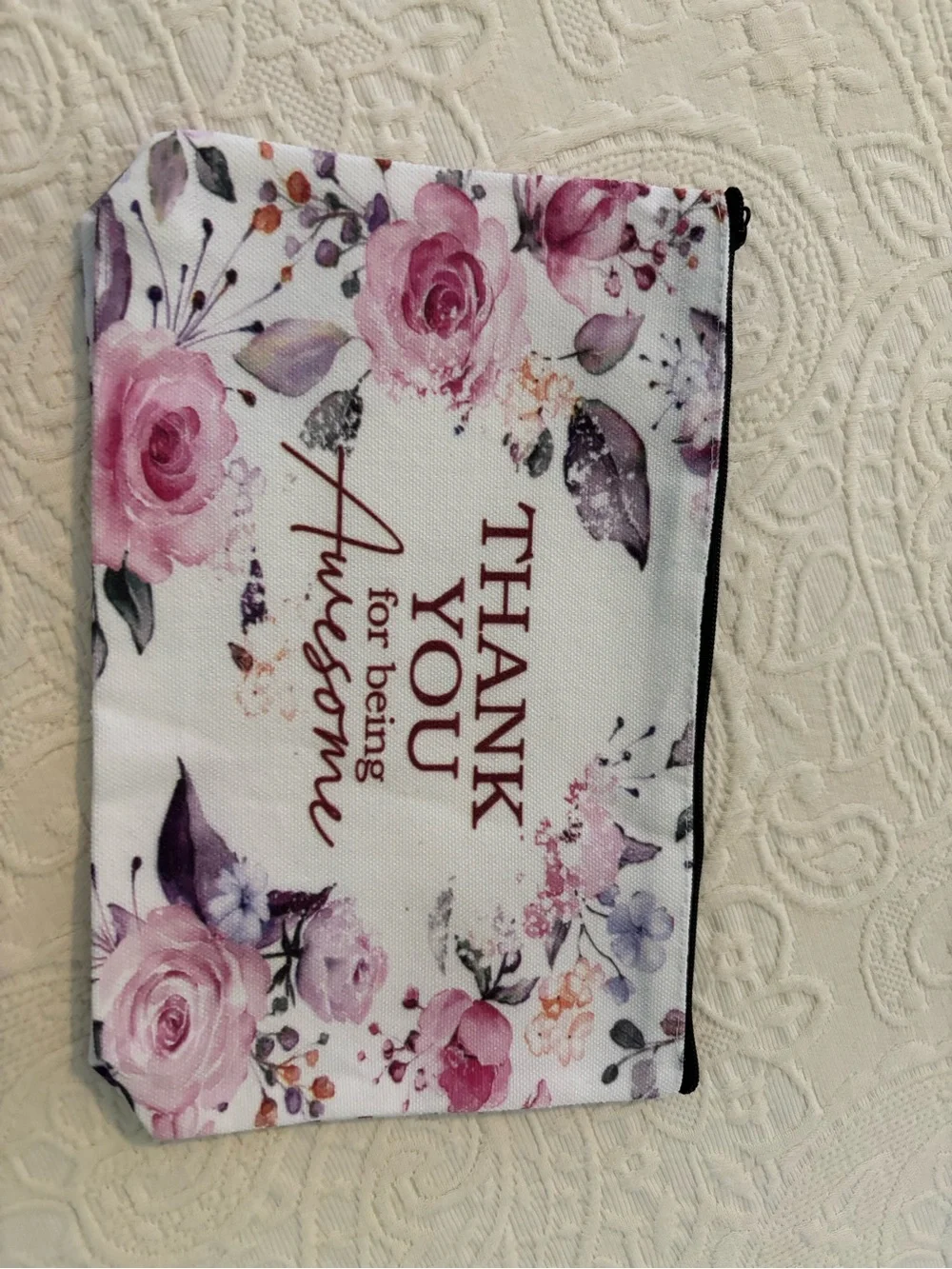 Thank You Floral Tote & Pouch Set - Pink